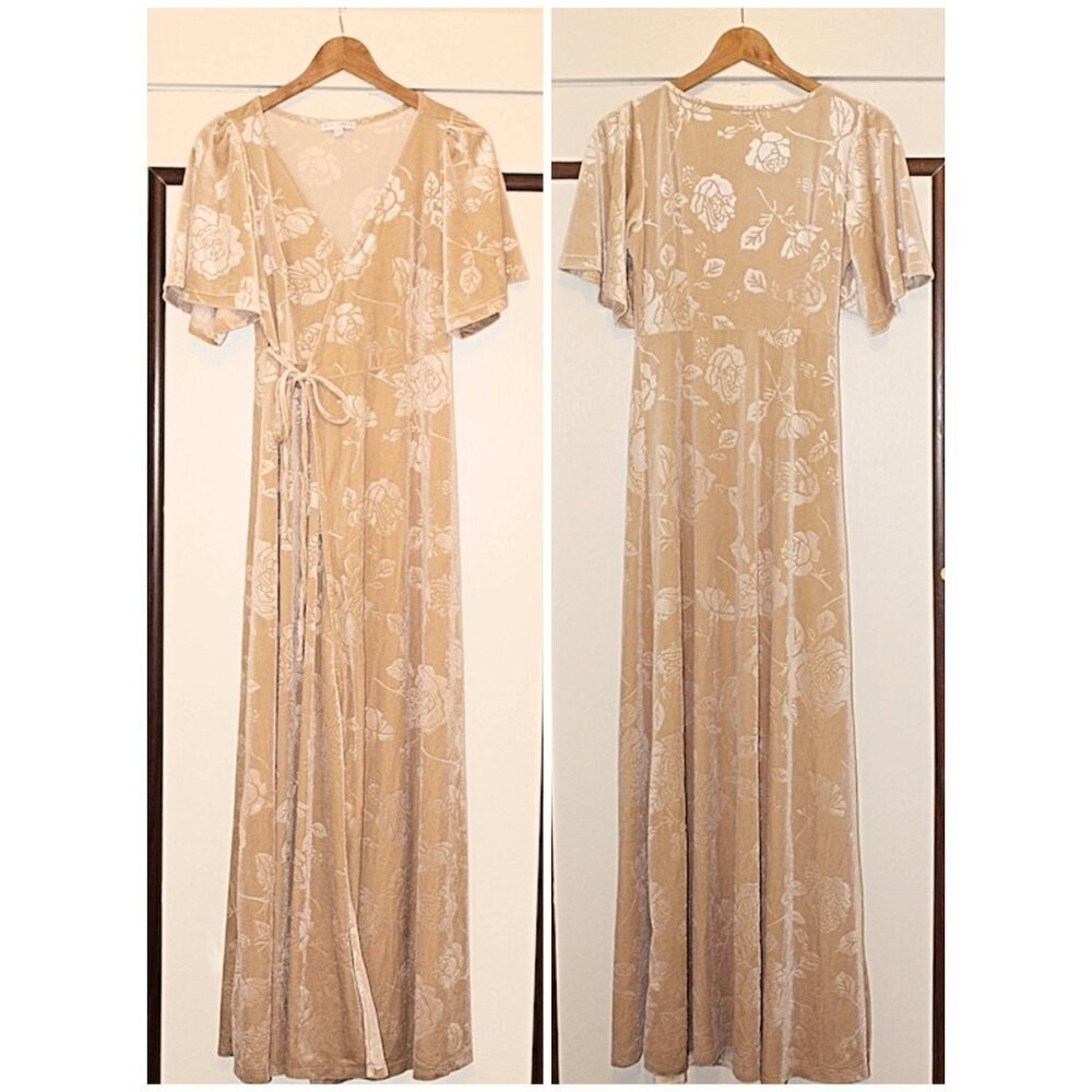 Baltic Born - Matthews Embossed Velvet Maxi Dress in Champagne, Small